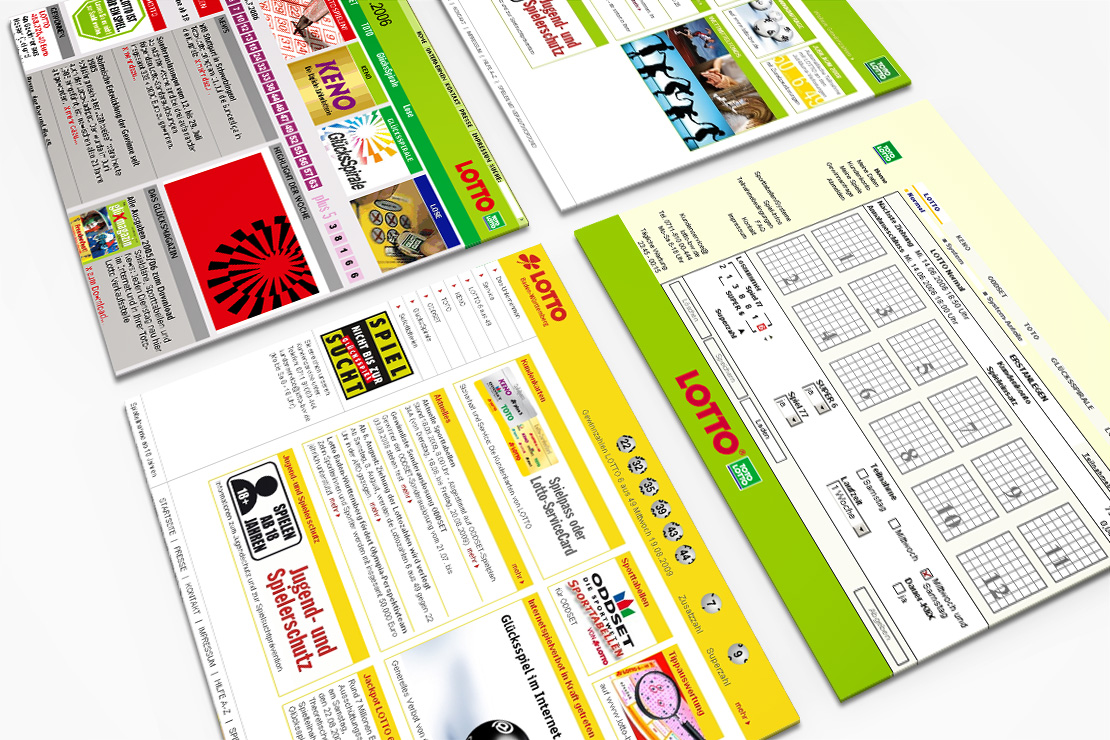 Screenshots des ersten Online-Angebots von Lotto Baden-Württemberg.