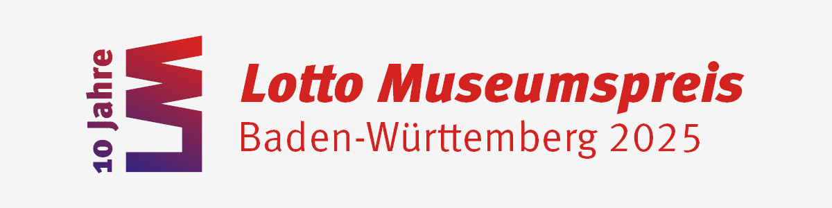 Logo Lotto-Museumspreis Baden-Württemberg 2025 auf grauem Hintergrund
