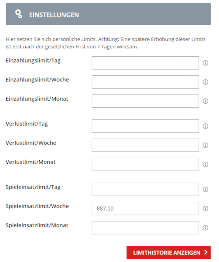 Monatliches Einzahlungslimit