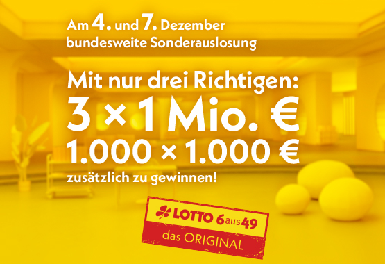 Sonderauslosung im LOTTO 6aus49 am 4. und 7. Dezember 2024.